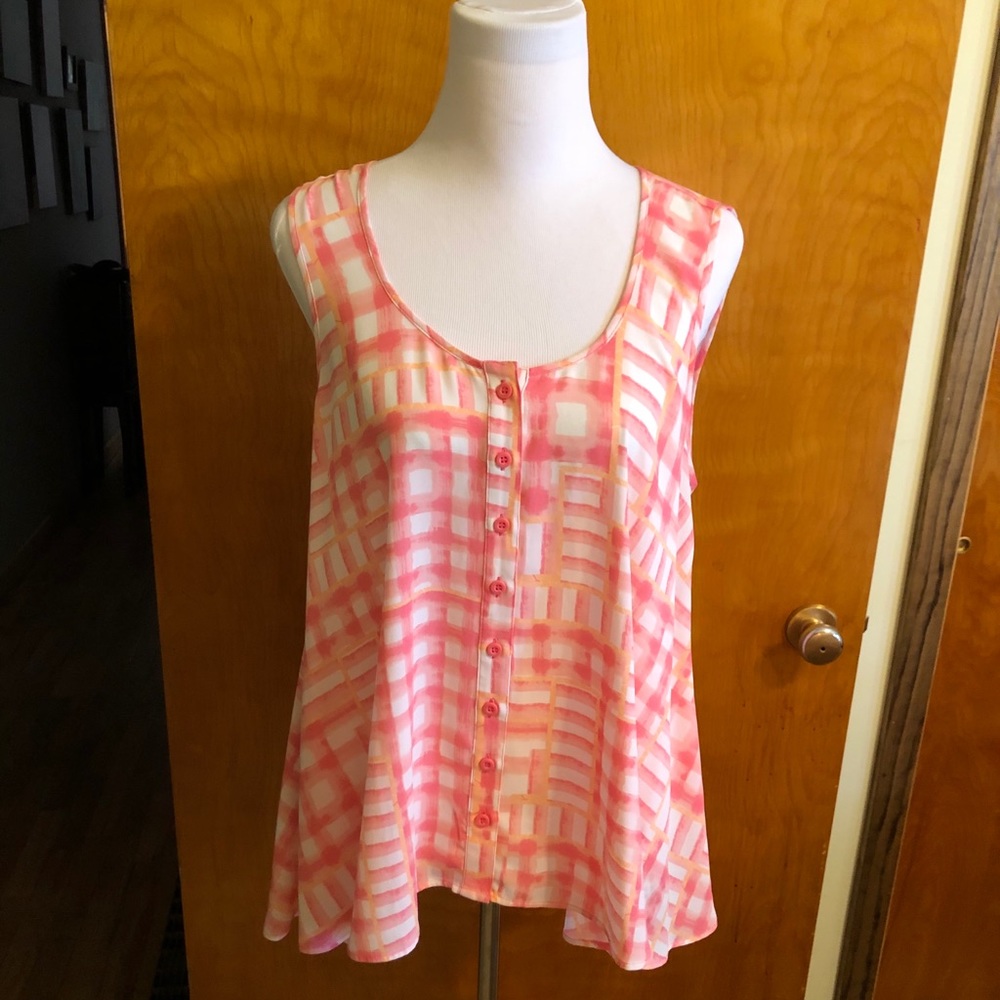 Style & Co Sleeveless Pink/White Top